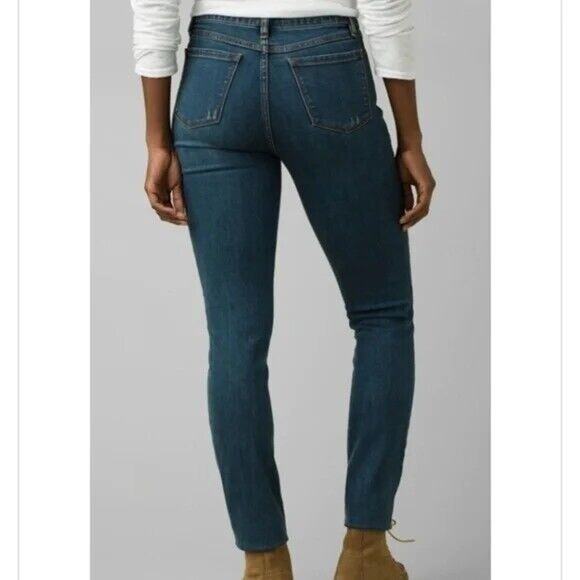 NWT prAna Sienna Stretch Cotton Skinny Jeans Mid Rise 8 / 29 P True Blue #3231 - Picture 5 of 14
